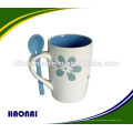 haonai new item ceramic mug with spoon